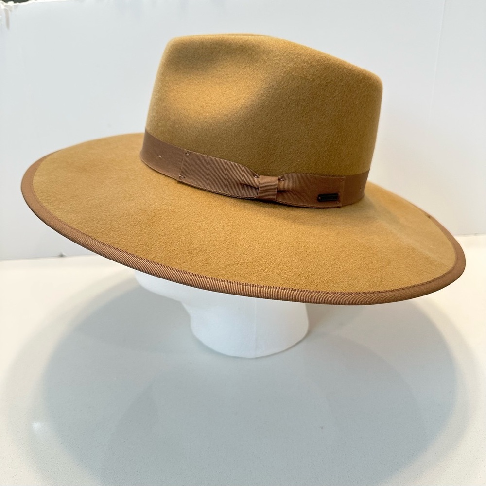 Brixton The Jo Rancher Brimmed Hat Sz Small Tan Brown Australian Wool Felt